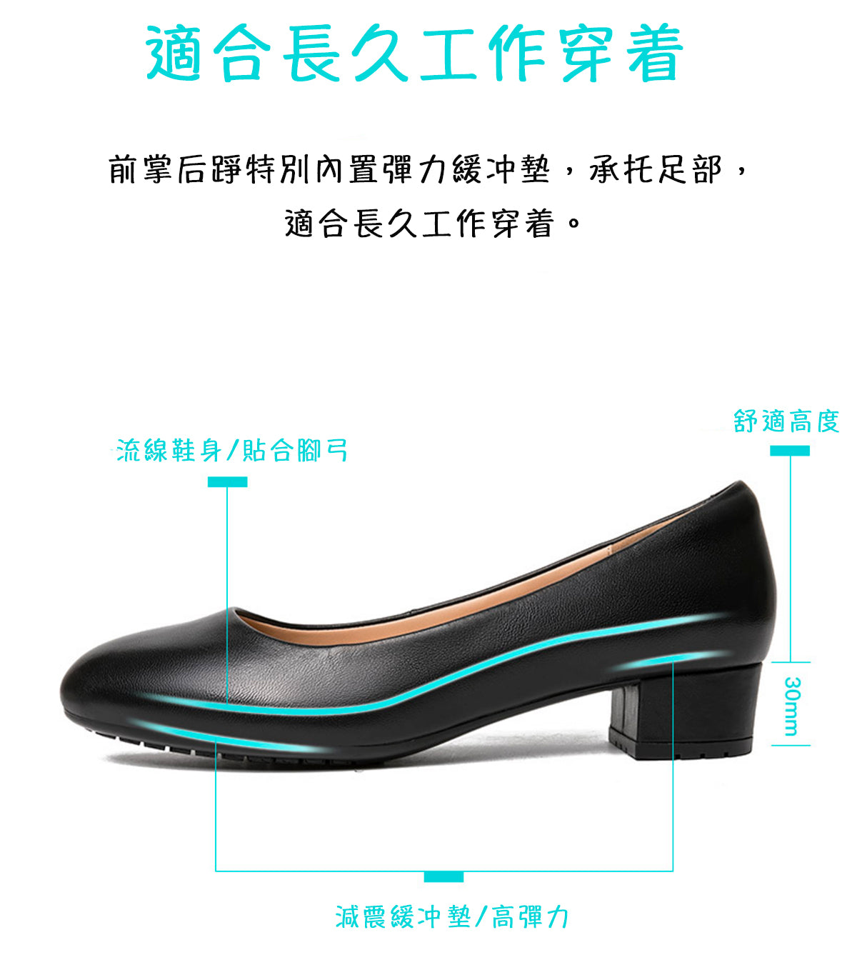 Ladies's Round Toe High Chunky Heel Work Shoes (5CM)